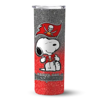 Tampa Bay Buccaneers Skinny Tumbler - Personalized Snoopy Attitude Red