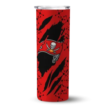 Tampa Bay Buccaneers Skinny Tumbler - Personalized Star Pop Red Black