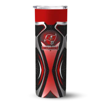 Tampa Bay Buccaneers Skinny Tumbler - Personalized Superman Emblem Red Black