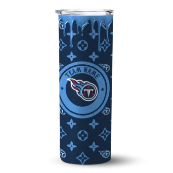 Tennessee Titans Skinny Tumbler - Personalized Camo Streak Navy