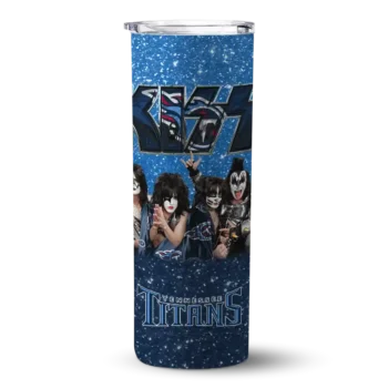 Tennessee Titans Skinny Tumbler - Personalized Kiss Band Blue