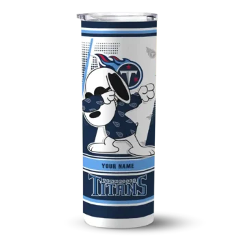 Tennessee Titans Skinny Tumbler - Personalized Snoopy Dog Navy White