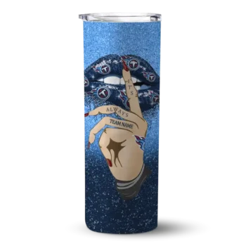 Tennessee Titans Skinny Tumbler - Personalized Sparkle Lips Navy