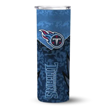 Tennessee Titans Skinny Tumbler - Personalized Spiral Burst Print Navy