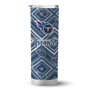 Tennessee Titans Skinny Tumbler - Personalized Zipper Leopard Navy