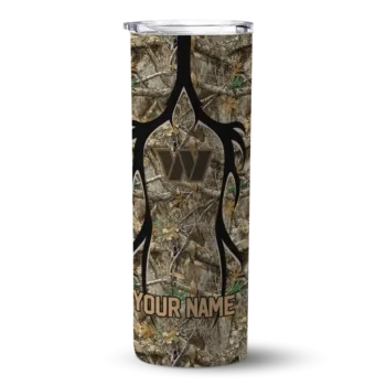 Washington Commanders Skinny Tumbler - Personalized Antler Flow Camo