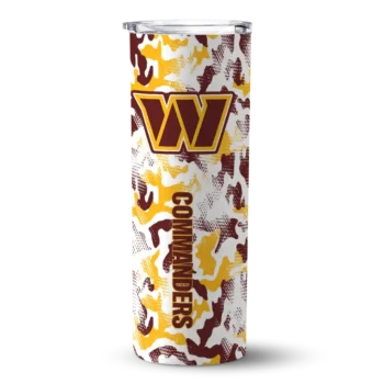 Washington Commanders Skinny Tumbler - Personalized Claw Marks Burgundy White