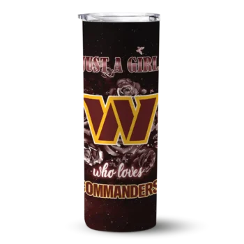Washington Commanders Skinny Tumbler - Personalized Rose Romance Burgundy Black