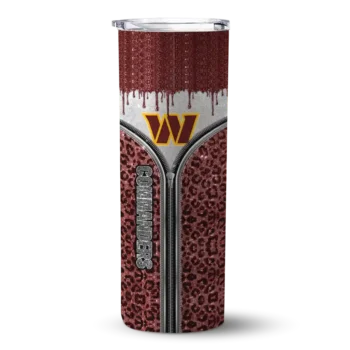 Washington Commanders Skinny Tumbler - Personalized Sparkle Drip Burgundy