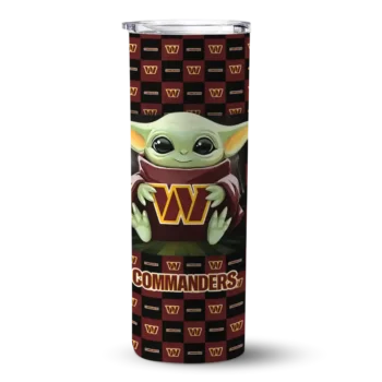Washington Commanders Skinny Tumbler - Personalized Yoda Cozy Burgundy Black