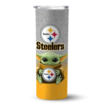 Steelers Yoda Skinny Tumbler - Pittsburgh Smile Gold