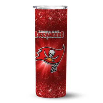 Bay Buccaneers Skinny Tumbler - Tampa Radiant Glitter Red