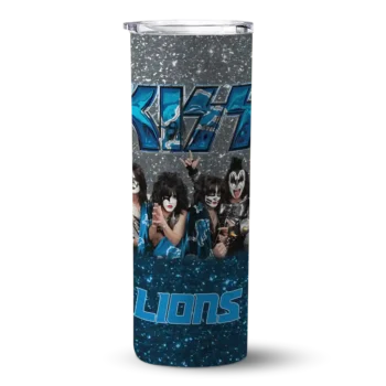 custom detroit lions kiss band silver skinny tumbler best selling.webp
