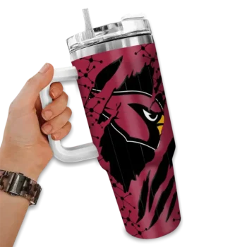 custom arizona cardinals claw cut red black curved tumbler fashion forward.webp