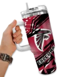 custom atlanta falcons abstract paths red curved tumbler best selling.webp