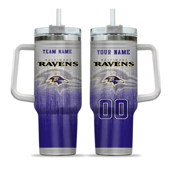 custom baltimore ravens gradient dots purple curved tumbler best selling.webp
