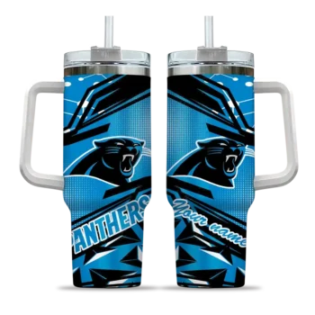 custom carolina panthers abstract paths blue curved tumbler best selling.webp