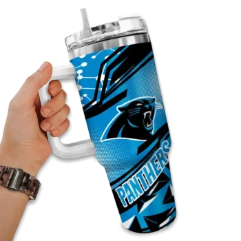 custom carolina panthers abstract paths blue curved tumbler fashion forward.webp