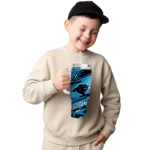 custom carolina panthers abstract paths blue curved tumbler best selling.webp