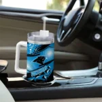 custom carolina panthers abstract paths blue curved tumbler best selling.webp