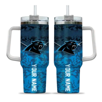 custom carolina panthers chevron stripe blue curved tumbler best selling.webp