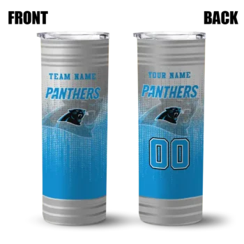 custom carolina panthers swirl texture blue skinny tumbler fashion forward.webp