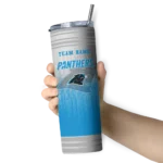 custom carolina panthers swirl texture blue skinny tumbler best selling.webp