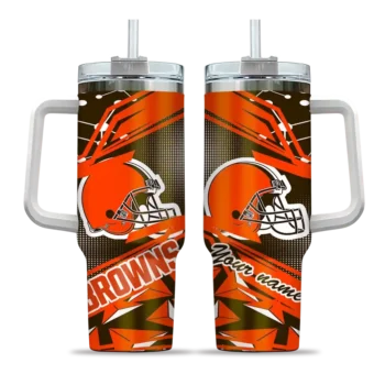 custom cleveland browns abstract paths brown curved tumbler best selling.webp