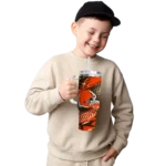 custom cleveland browns abstract paths brown curved tumbler best selling.webp