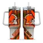 custom cleveland browns arrow burst brown curved tumbler best selling.webp