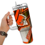 custom cleveland browns arrow burst brown curved tumbler best selling.webp