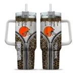 custom cleveland browns leopard zipper brown curved tumbler best selling.webp