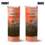 custom cleveland browns swirl texture brown skinny tumbler best selling.webp