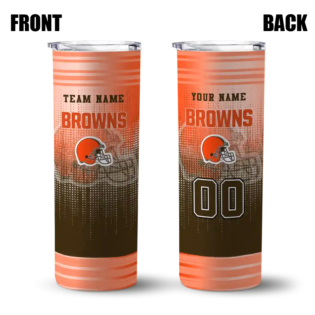 custom cleveland browns swirl texture brown skinny tumbler fashion forward.webp custom cleveland browns swirl texture brown skinny tumbler fashion forward.webp