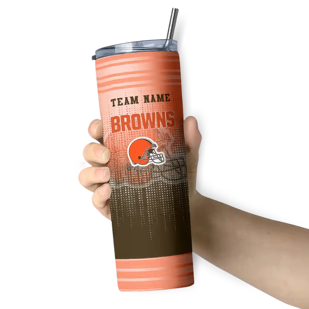custom cleveland browns swirl texture brown skinny tumbler premium grade.webp custom cleveland browns swirl texture brown skinny tumbler premium grade.webp