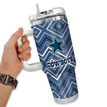 custom dallas cowboys bold diamonds blue curved tumbler fashion forward.webp