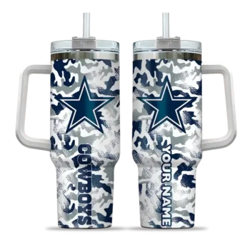 custom dallas cowboys camo mashup blue white curved tumbler best selling.webp