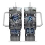 custom dallas cowboys superman shield blue gray curved tumbler best selling.webp