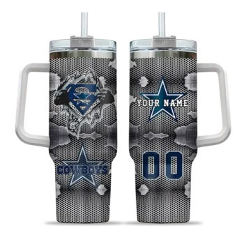 custom dallas cowboys superman shield blue gray curved tumbler best selling.webp