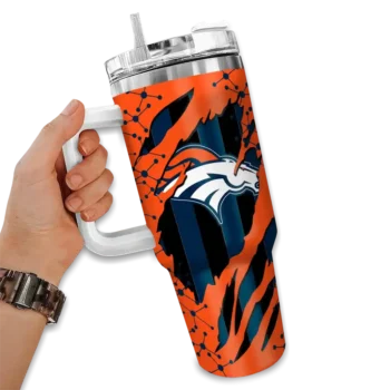custom denver broncos claw cut orange black curved tumbler fashion forward.webp