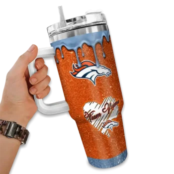 custom denver broncos heart helmet motif orange curved tumbler fashion forward.webp