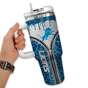 custom detroit lions leopard zipper blue curved tumbler fashion forward.webp
