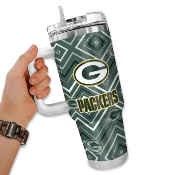 custom green bay packers bold diamonds green curved tumbler fashion forward.webp