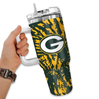 custom green bay packers burst swirl green curved tumbler fashion forward.webp