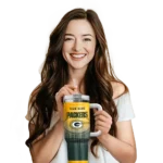 custom green bay packers gradient dots green curved tumbler best selling.webp
