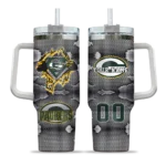 custom green bay packers superman shield green gray curved tumbler best selling.webp