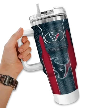 custom houston texans hexagon armor blue curved tumbler fashion forward.webp