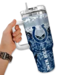 custom indianapolis colts chevron stripe blue curved tumbler best selling.webp
