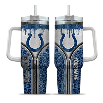 custom indianapolis colts leopard zipper blue curved tumbler best selling.webp
