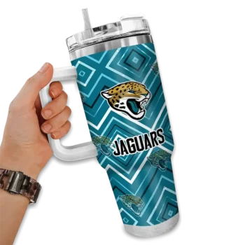 custom jacksonville jaguars bold diamonds teal curved tumbler fashion forward.webp